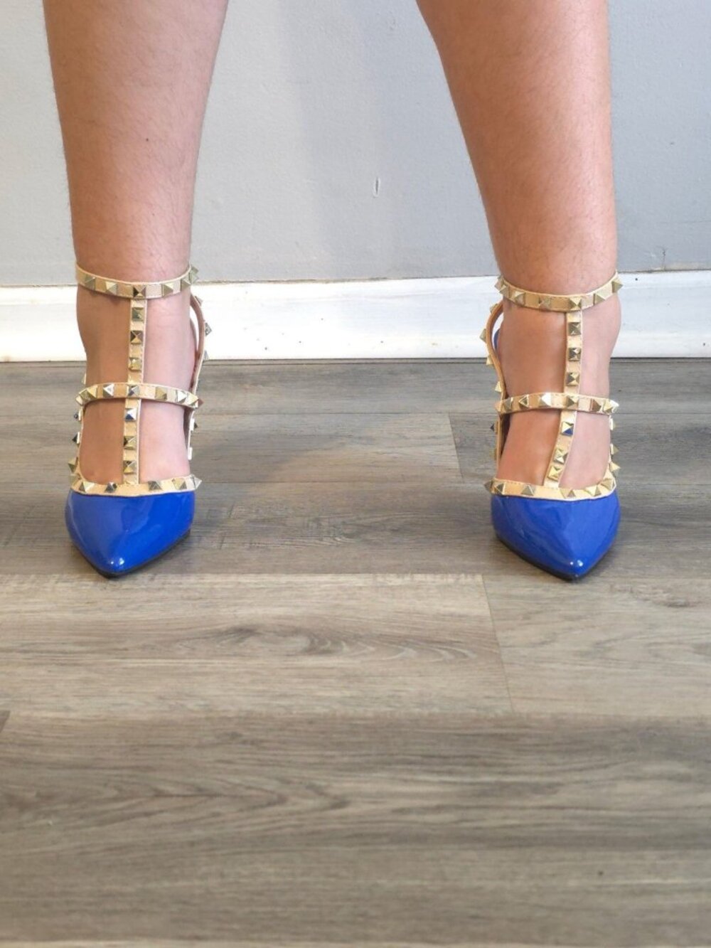 Blue Patent Studded Mary Jane Platform Heels Gothic Punk - Picture 3 of 5